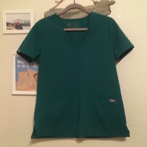 Never worn small hunter green figs scrub top